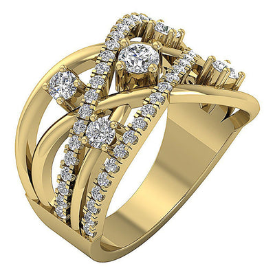 14k Rose Gold Prong Set Genuine Diamond I1 G 1.40 Ct Right Hand Wedding Ring 14.65 MM