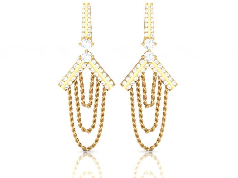 18k/14k Solid Gold Chandelier Wedding Earrings Genuine Diamond I1 G 1.10 Ct Prong Set