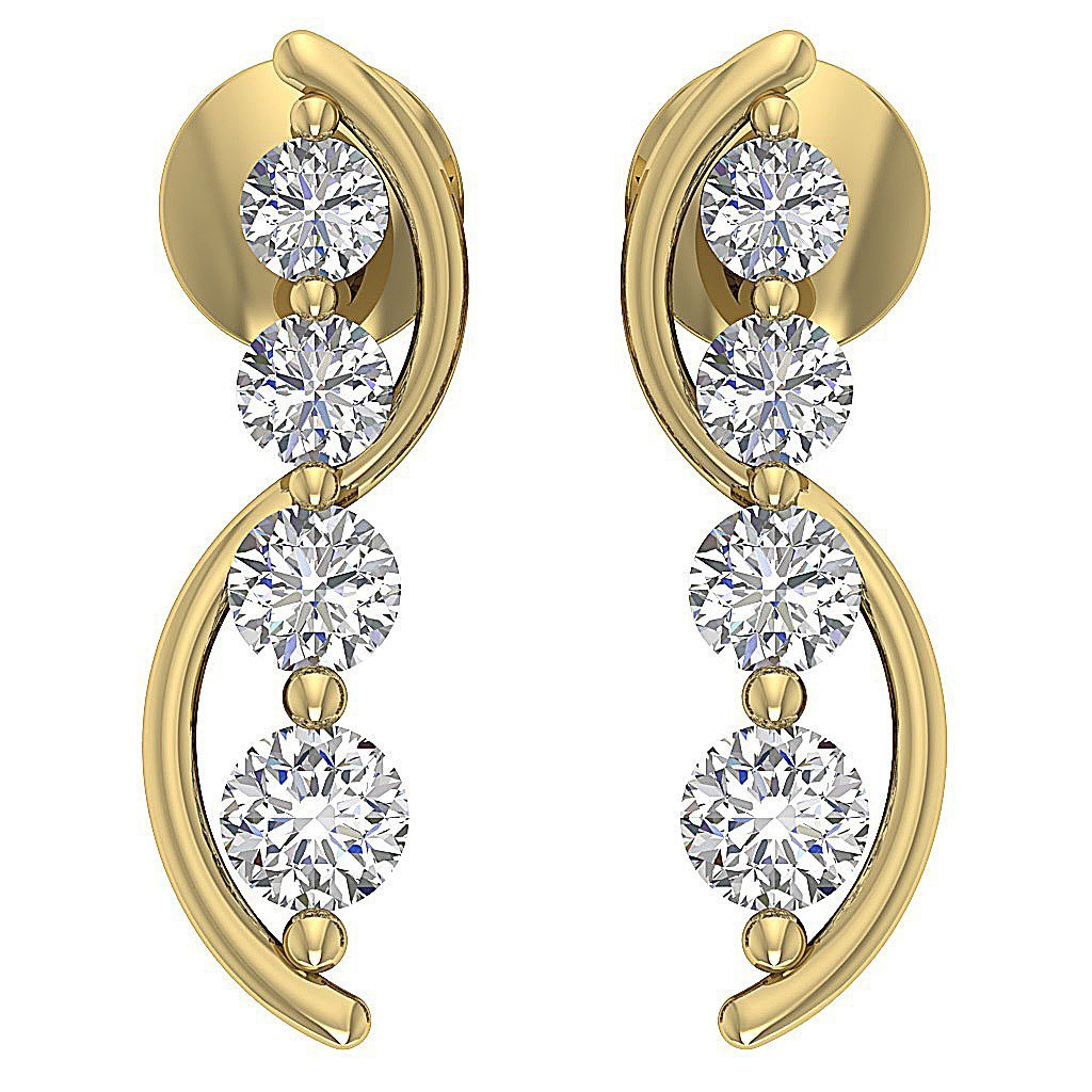Prong Set Fashion Engagement Earrings Natural Diamond VVS1/VS1/SI1/I1 G 0.35 Ct 18k/14k White Yellow Rose Gold