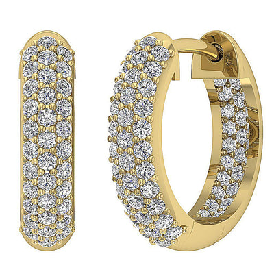 Prong Set Inside Outside Hoop Wedding Earrings Genuine Diamond SI1/I1 G 1.00 Ct 18k/14k White Yellow Rose Gold