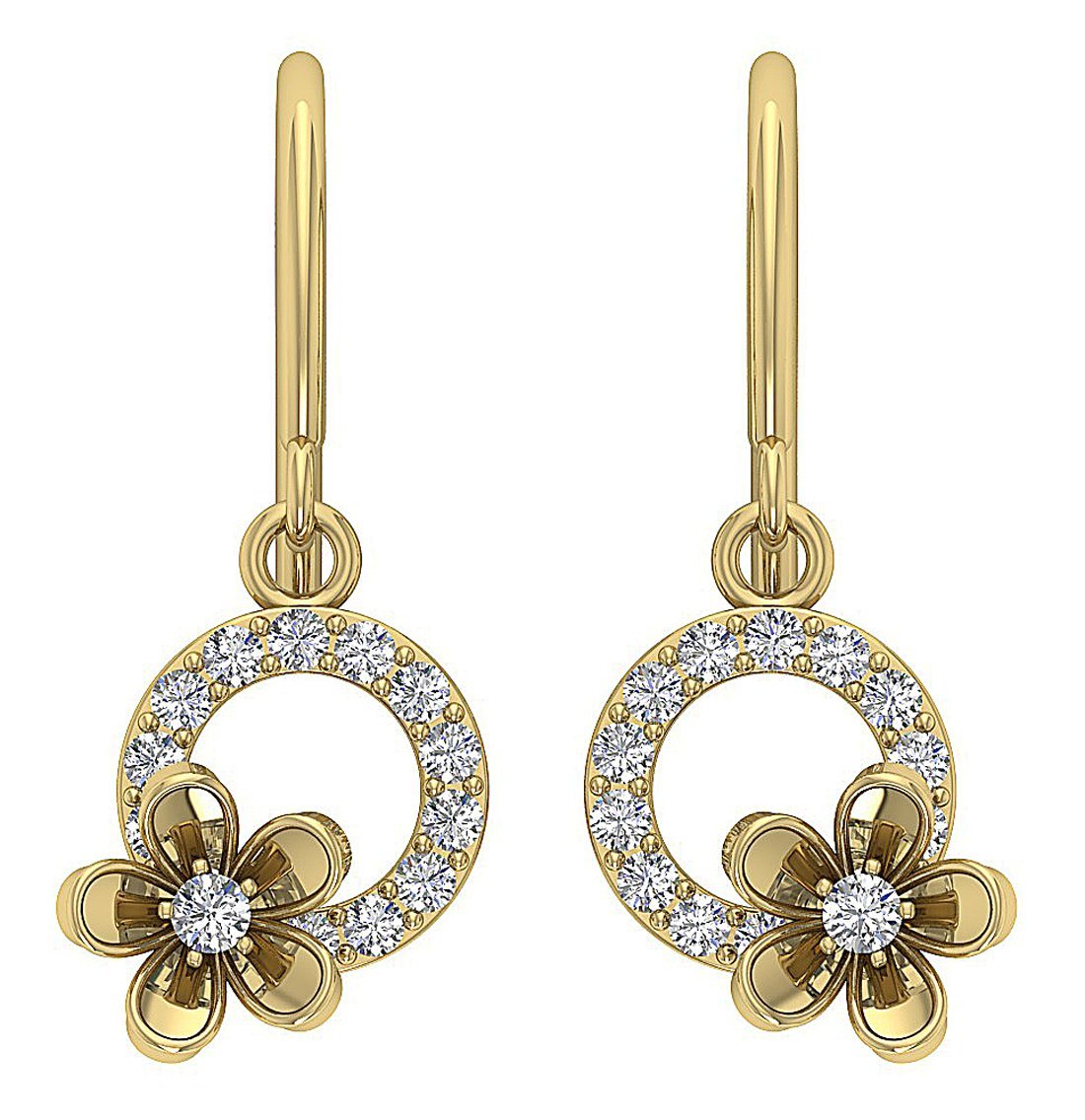 Round Diamond Dangle Anniversary Earrings SI1/I1 G 0.40 Ct 18k/14k White Gold Prong Set