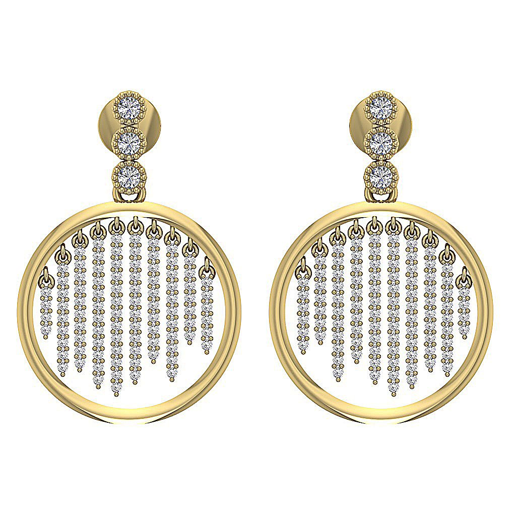 Natural Diamond Chandelier Engagement Earrings SI1/I1 G 1.00 Ct 18k/14k White Gold Prong Bezel Set