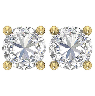Natural Round Diamond Solitaire Studs Earrings I1 G 2.10 Ct 14k Solid Gold Prong Set