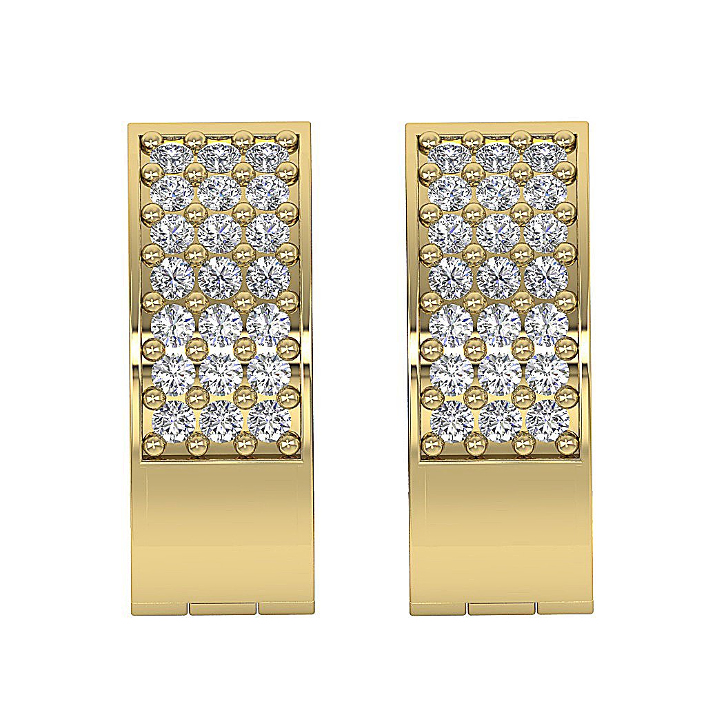 14k Yellow Gold Natural Diamond Hoops Earring