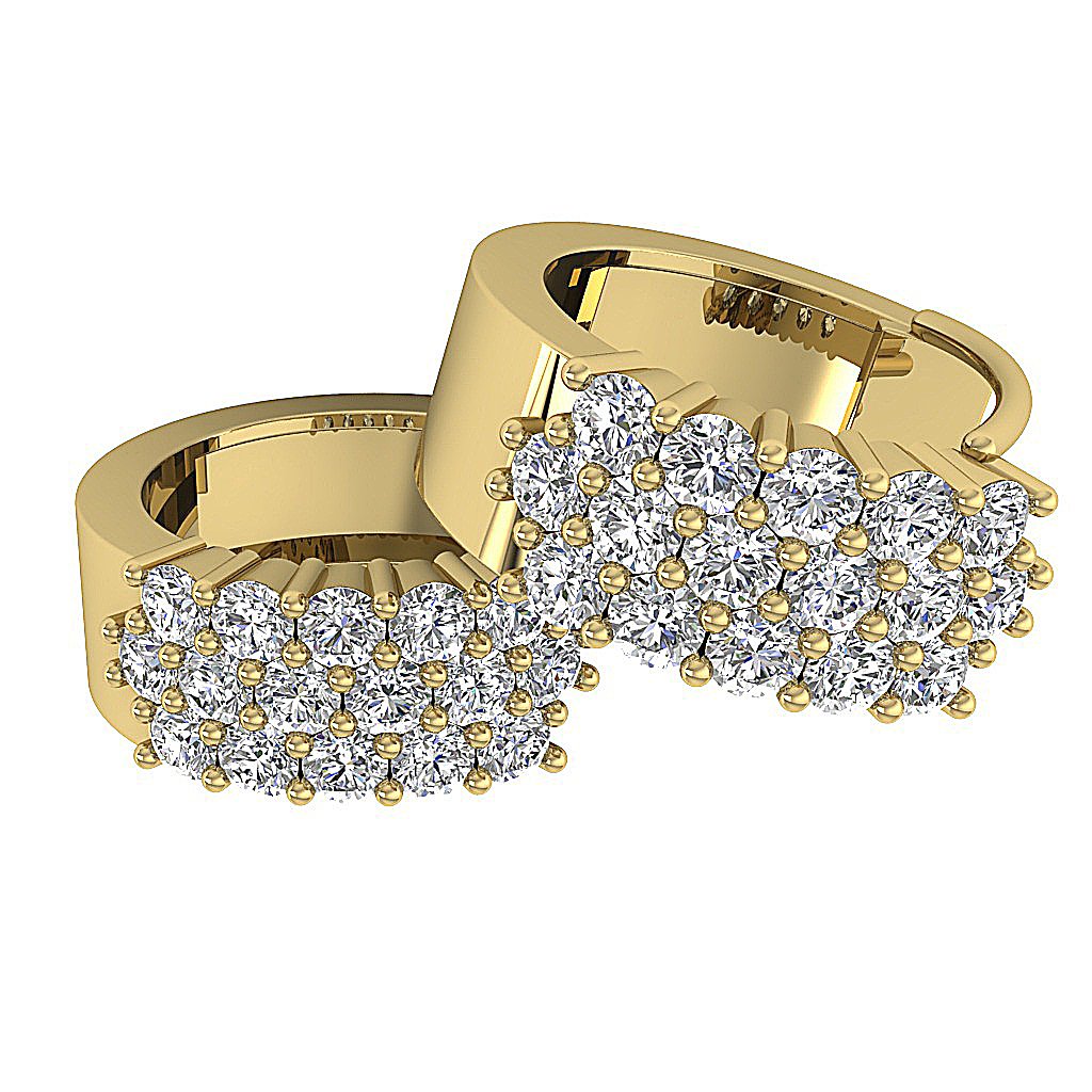 14k Gold Natural Diamond Large Hoops Earring
