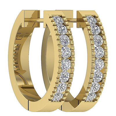 Medium Hoops Anniversary Earrings Round Diamond VVS1/VS1/SI1/I1 0.50 Ct 18k/14k Solid Gold Channel Set