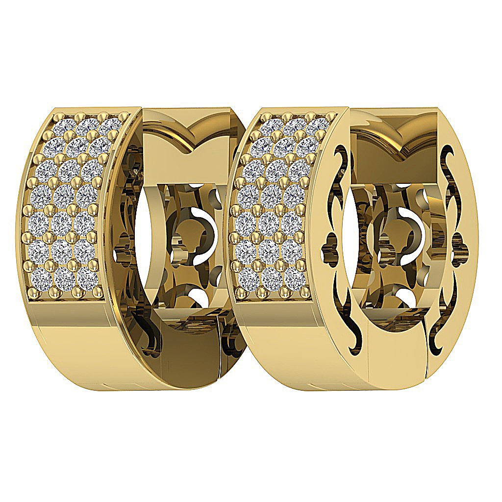 14k Rose Gold Natural Diamond Pave Set Earring
