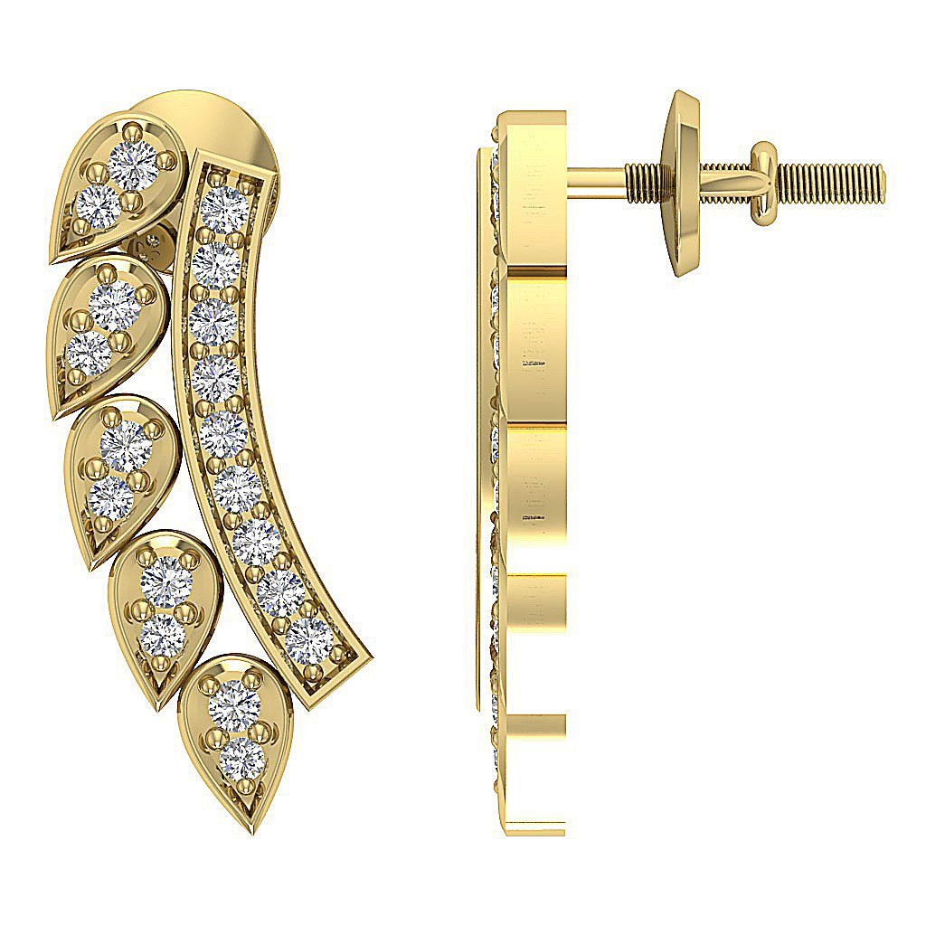 Prong Set Fashion Anniversary Earrings Round Diamond SI1/I1 G 0.45 Ct 18k/14k White Yellow Rose Gold