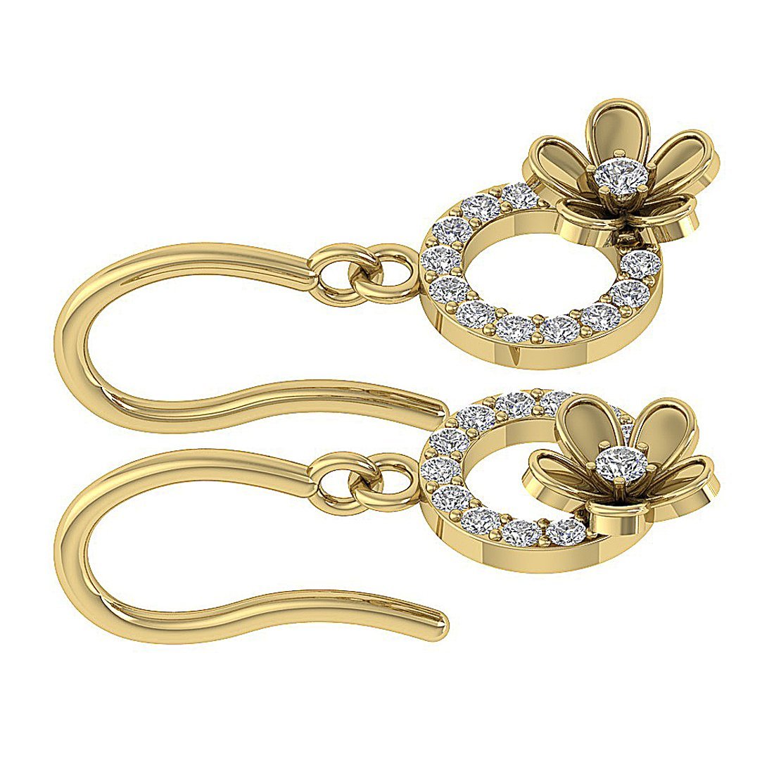 Round Diamond Dangle Anniversary Earrings SI1/I1 G 0.40 Ct 18k/14k White Gold Prong Set