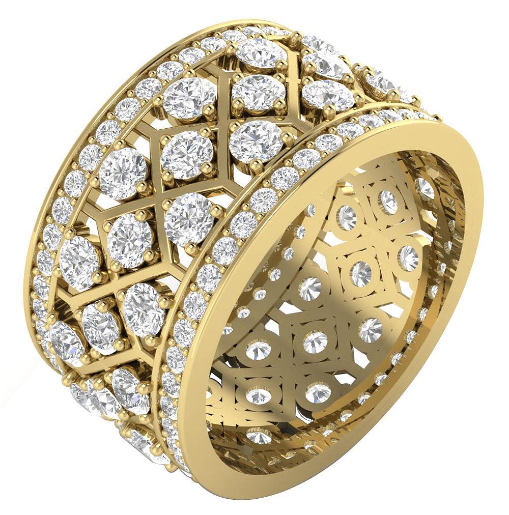 SI1 G 3.50 ct Designer Wedding Eternity Ring Natural Diamond 14k Yellow Gold