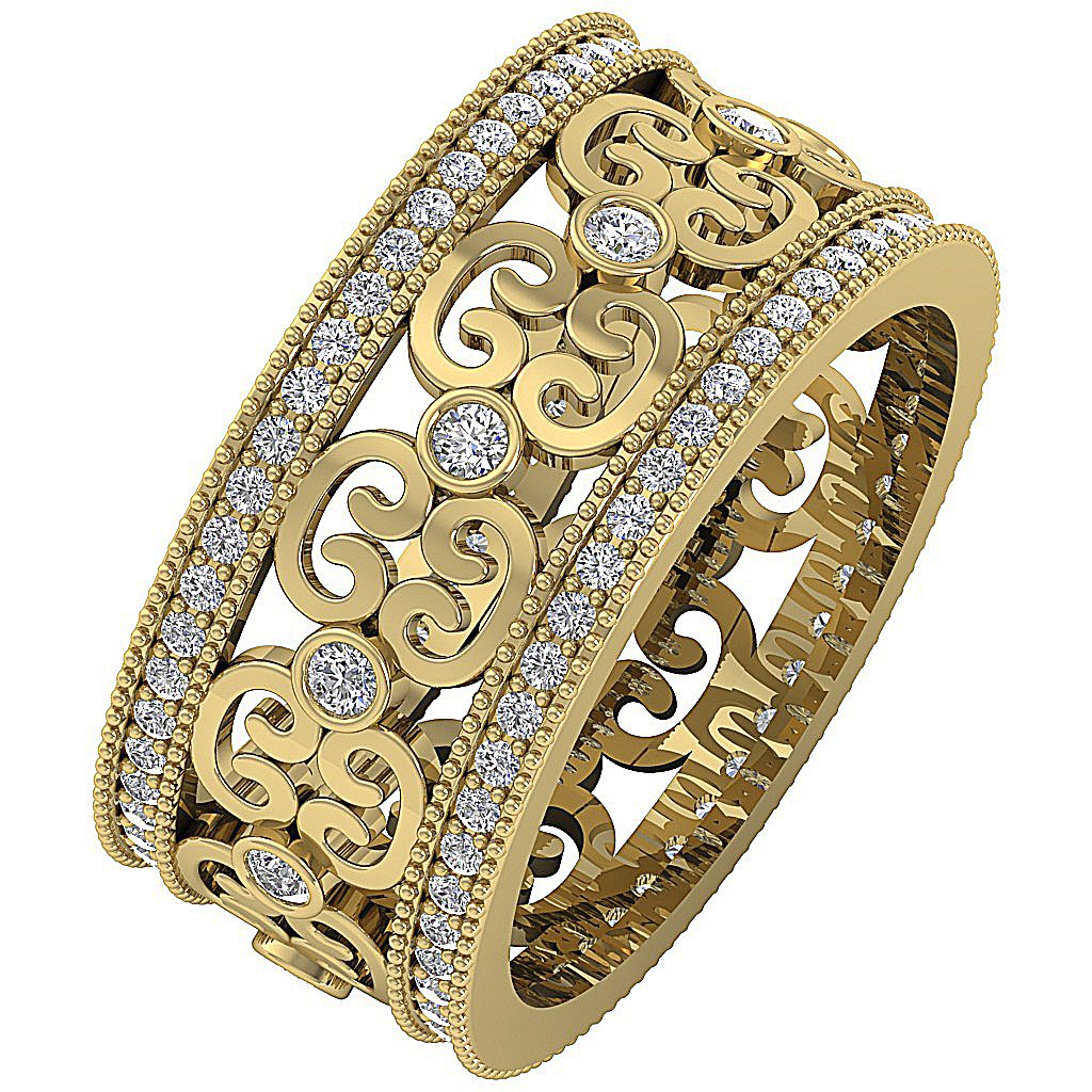Eternity Engagement Ring I1 G 1.00 Ct 14k Solid Gold Natural Diamond Prong Bezel Set 10.20 MM