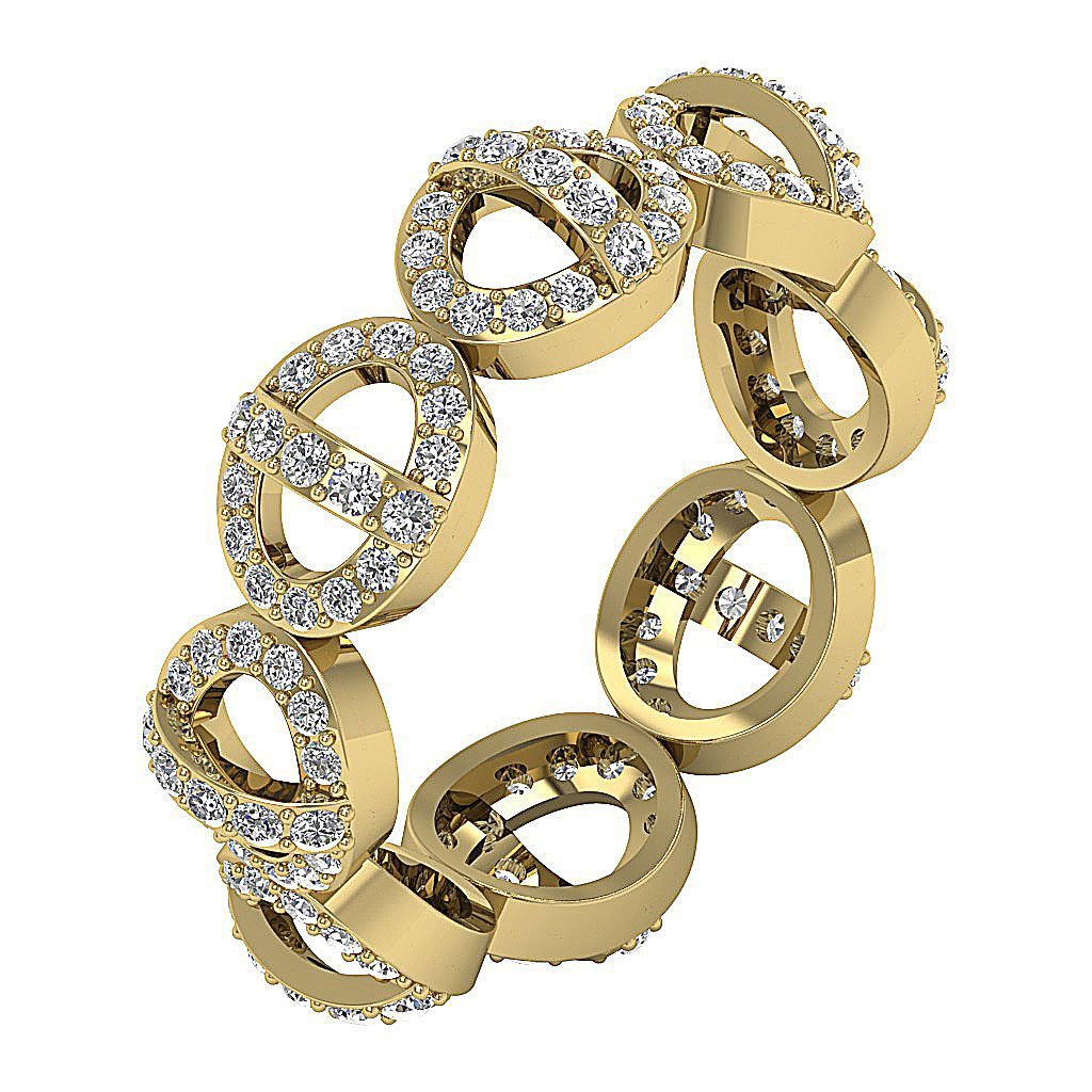 7.00 MM Unique Eternity Engagement Ring I1 G 1.10ct Natural Diamond 14k Yellow Gold Prong Set