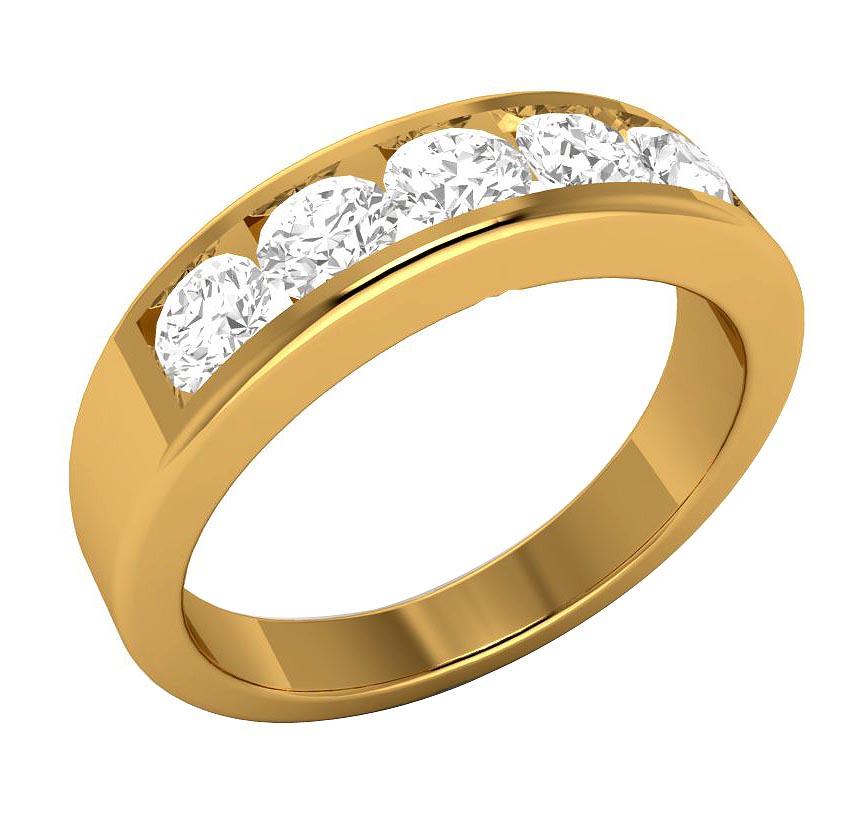 5.00 MM Five Stone Wedding Ring I1 G 1.00 Ct Genuine Diamond 14k Yellow Gold Channel Set