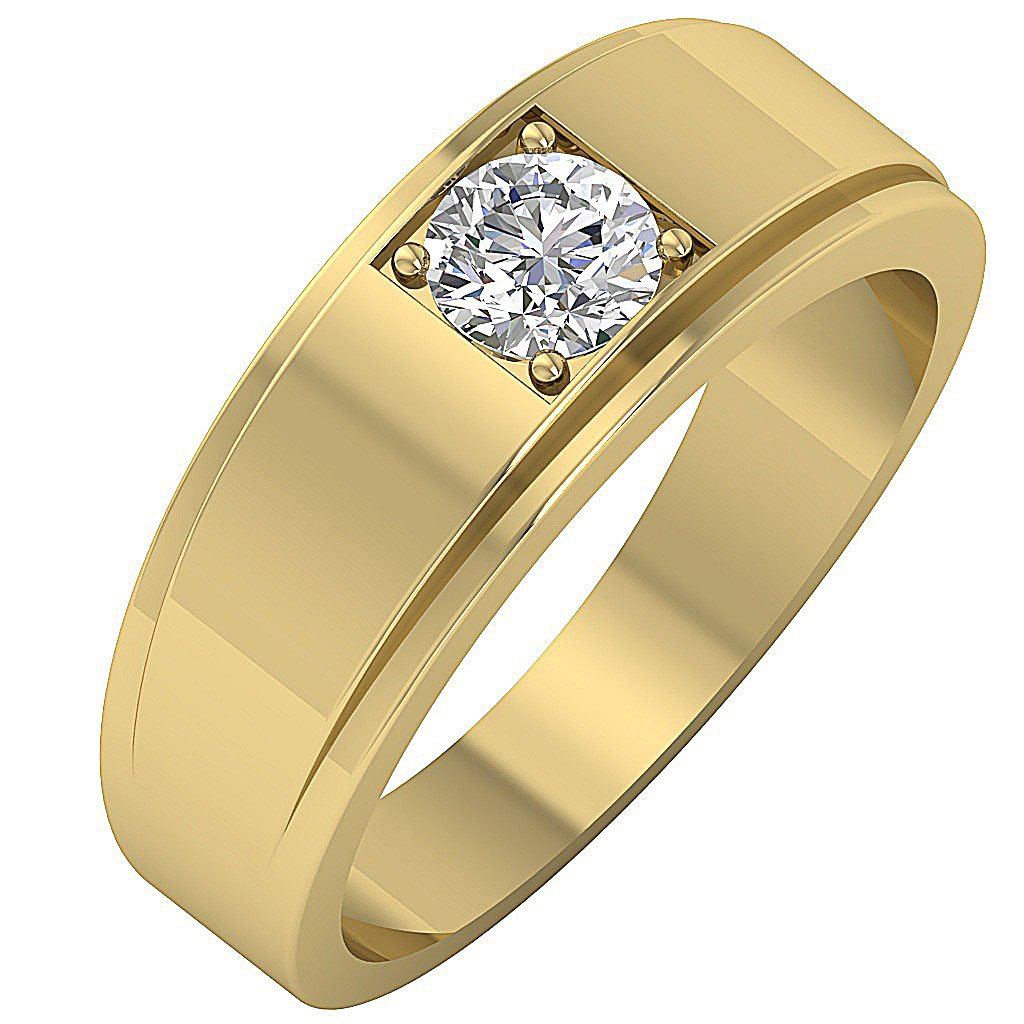 Natural Diamond Men Solitaire Engagement Ring 14k Solid Gold SI1/I1 G 0.50 Ct Prong Set 7.45 MM