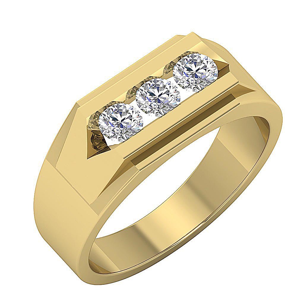 SI1/I1 G 0.50Ct 14k Solid Gold Mens Wedding Ring Natural Diamonds Channel Set Width 6.90MM