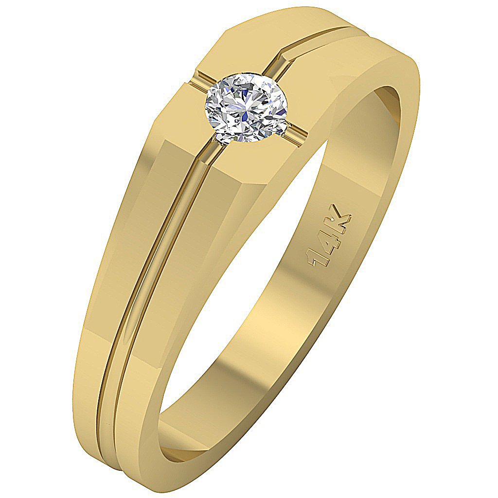 Bezel Set 14k Rose Gold SI1/I1 G 0.25 Ct Men Solitaire Anniversary Ring Round Diamond