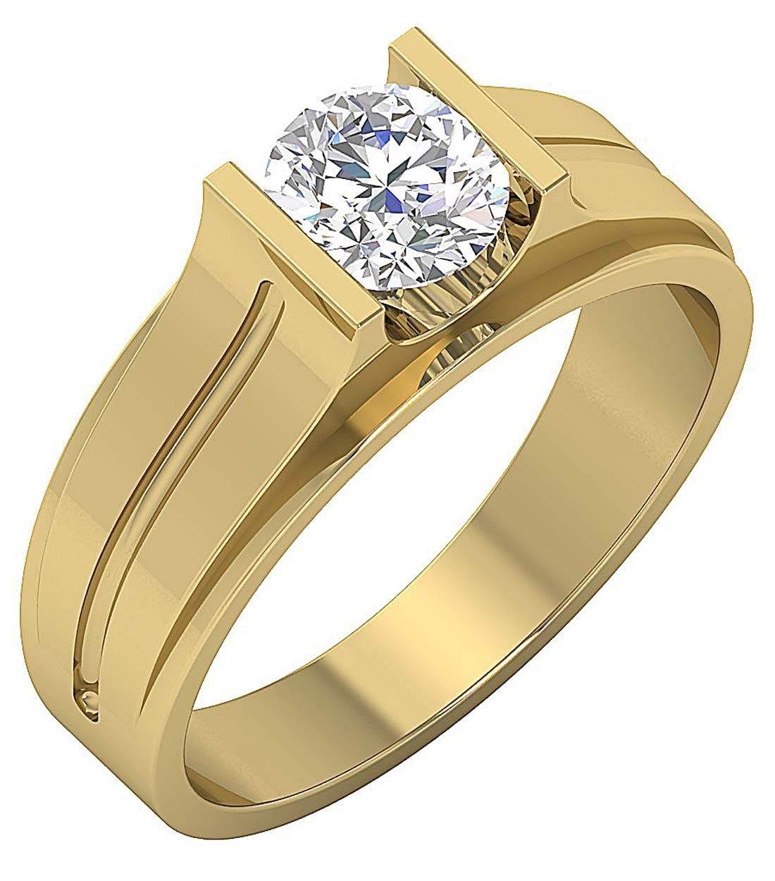 Natural Diamond Men Solitaire Engagement Ring I1 G 1.00 Ct Bar Set 14k White Gold 7.50 MM