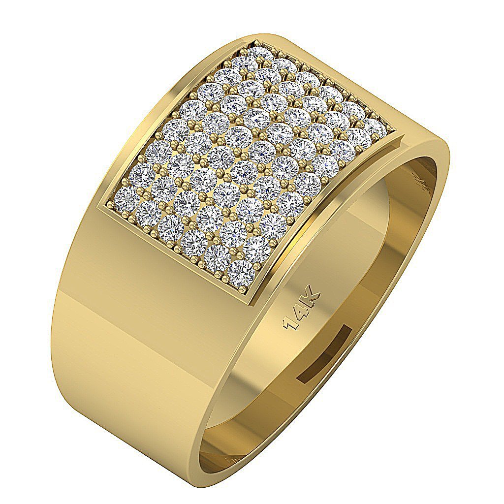 14k Solid Gold Mens Anniversary Ring SI1/I1 G 1.00Ct Natural Diamonds Pave Set Width 12.85MM