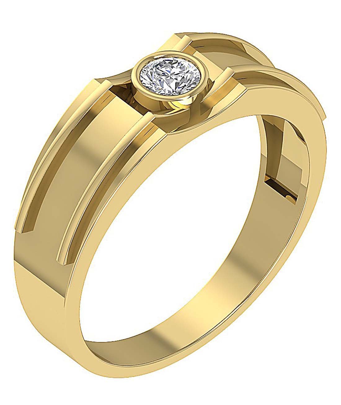 Men Solitaire Engagement Ring Natural Diamond 14k White Yellow Rose Gold SI1/I1 G 0.30 Ct Bezel Set