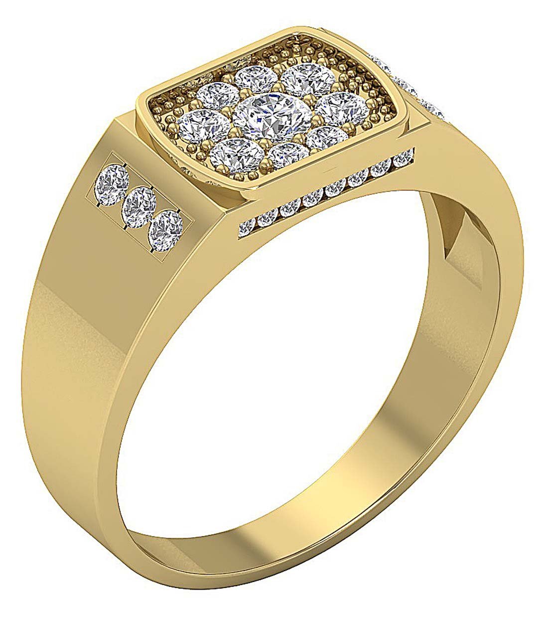 SI1/I1 G 0.90Ct 14k Solid Gold Mens Anniversary Ring Natural Diamond Prong Channel Set Width 8.60MM