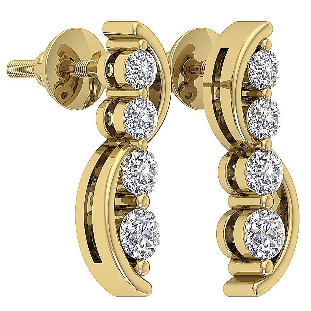 Prong Set Fashion Engagement Earrings Natural Diamond VVS1/VS1/SI1/I1 G 0.35 Ct 18k/14k White Yellow Rose Gold