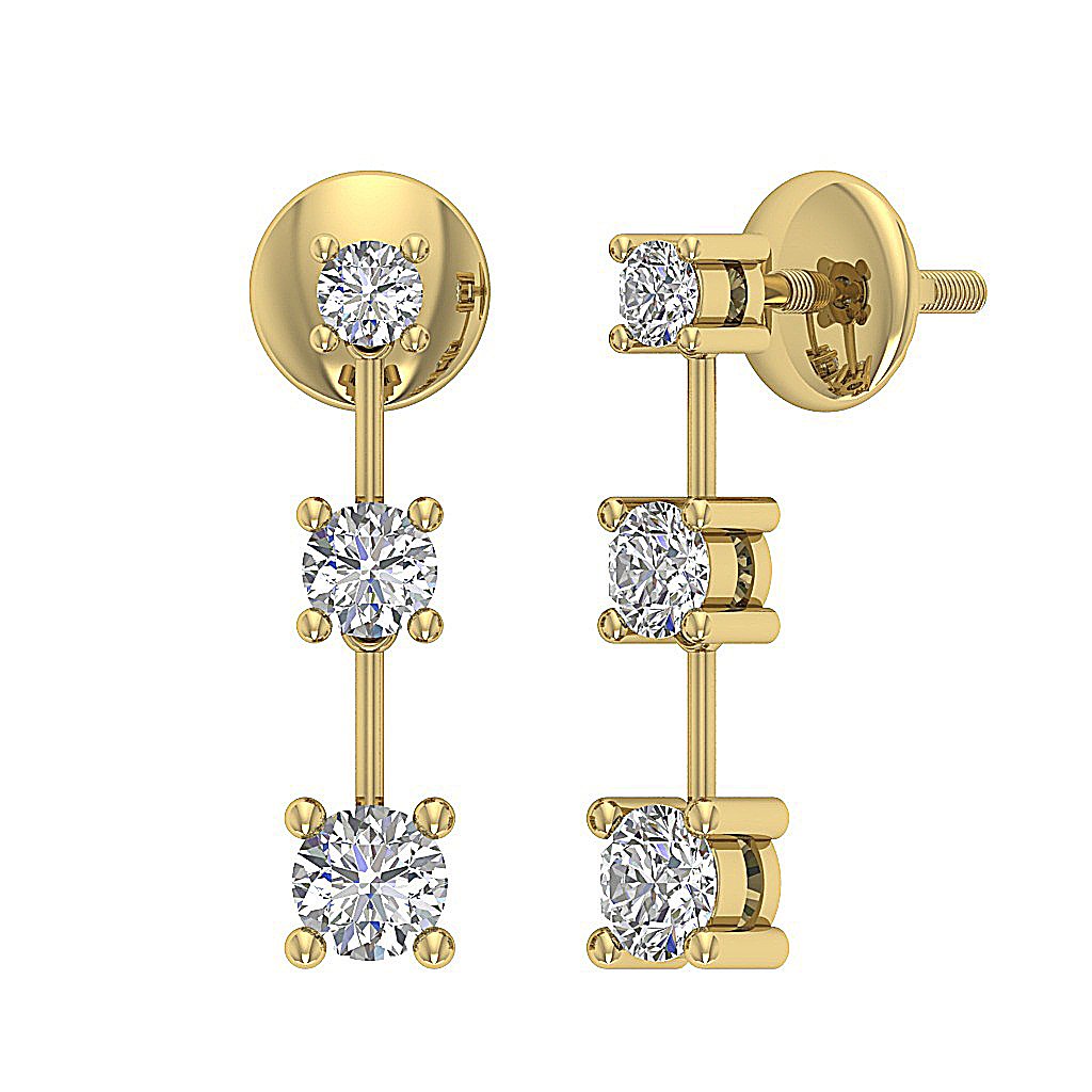 SI1/I1 G 0.55 Ct Dangle Engagement Earrings Natural Diamonds 18k/14k Yellow Gold Prong set