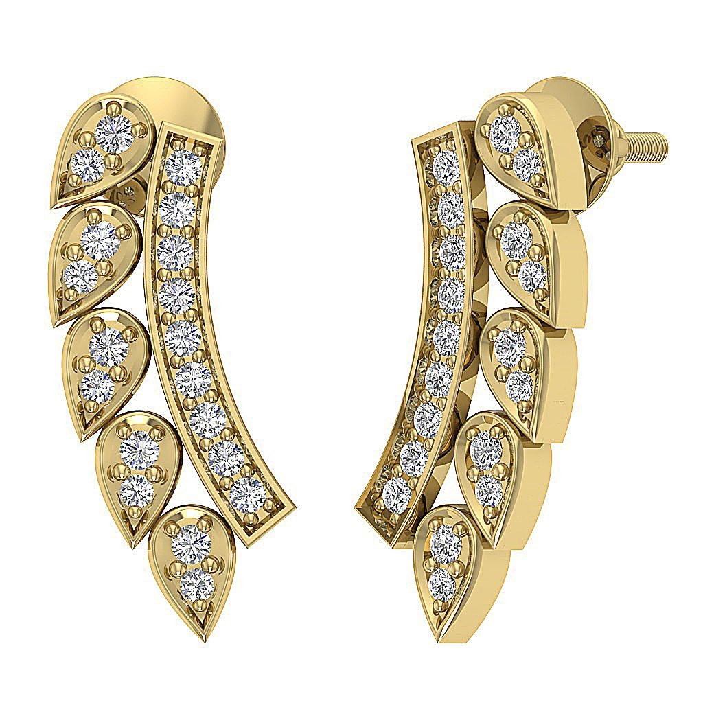 Prong Set Fashion Anniversary Earrings Round Diamond SI1/I1 G 0.45 Ct 18k/14k White Yellow Rose Gold