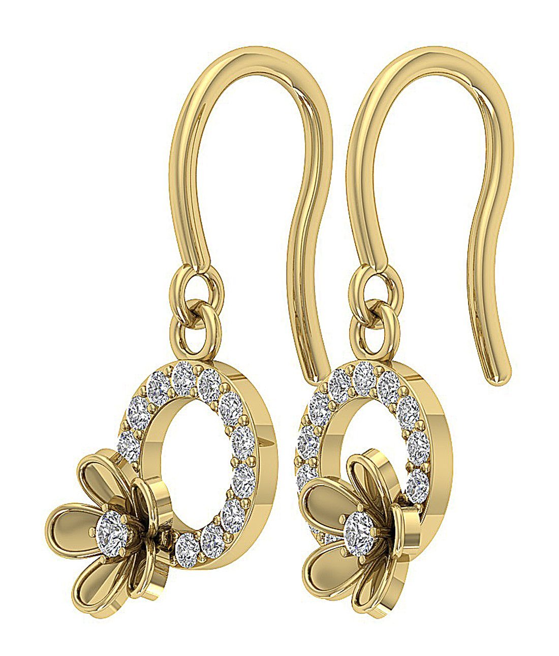 Round Diamond Dangle Anniversary Earrings SI1/I1 G 0.40 Ct 18k/14k White Gold Prong Set