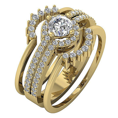 Designer Halo Engagement Solitaire Stackable Women Ring SI1 G 1.30 Ct Natural Diamond
