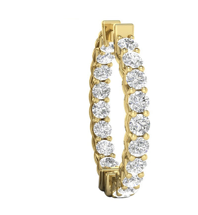 Natural Diamond Inside Outside Hoop Engagement Earring VVS1 E 0.55Ct 18k White Gold Prong Set