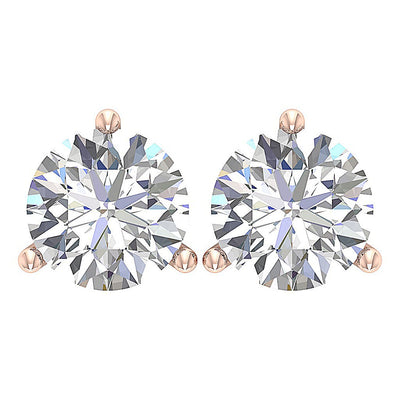 14k/18k Solid Gold Natural Diamond I1 H 3.25 Ct Solitaire Stud Earring Martini Prong Set