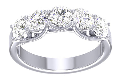 2.50 Carat Five Stone Engagement Wedding Ring SI1 G Round Cut Diamond 14K Gold