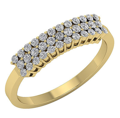 3 Row Wedding Ring I1 G 0.60 Ct Round Diamond Prong Set 14K White Yellow Rose Gold 4.35MM