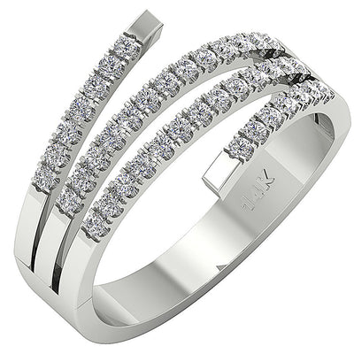 Wedding Ring Genuine Diamond SI1 G 0.60 Ct 14K White Gold Pave Set