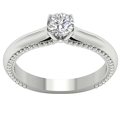 14k White Gold Solitaire Anniversary Ring Round Cut Diamond I1 G 0.50 Carat Four Prong Set