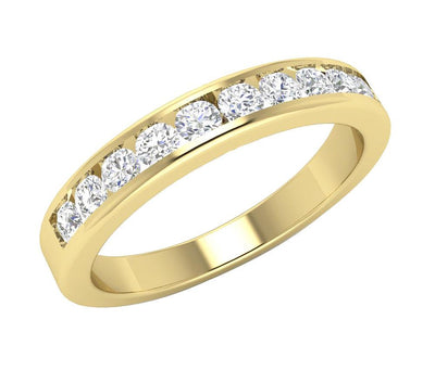 Engagement Fashion Genuine Diamond Ring Channel Set I1 G 0.60 Ct 3.30 MM