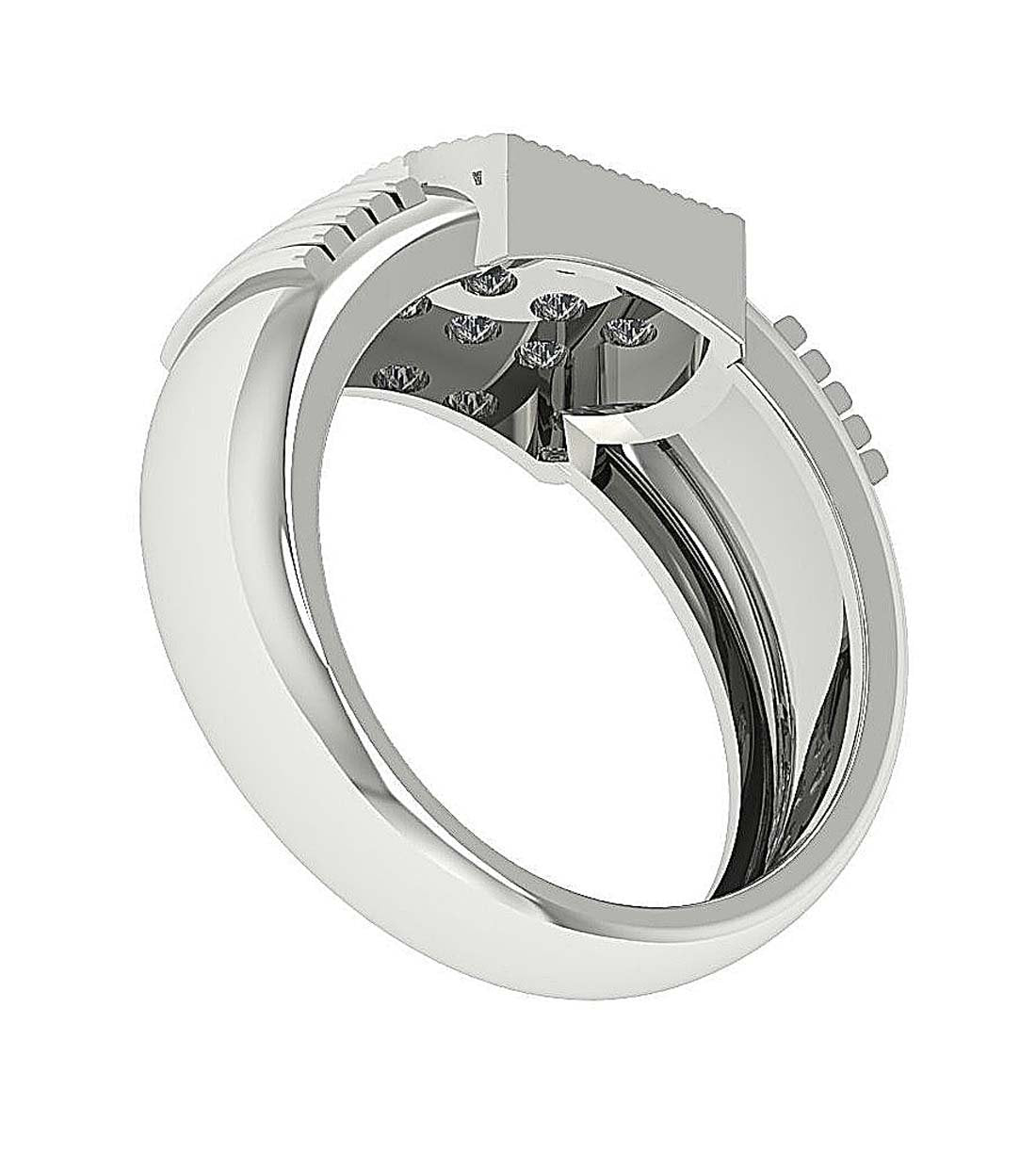 Mens Wedding Ring SI1/I1 G 0.70Ct 14k Solid Gold Natural Diamond Pave Set Width 10.65MM