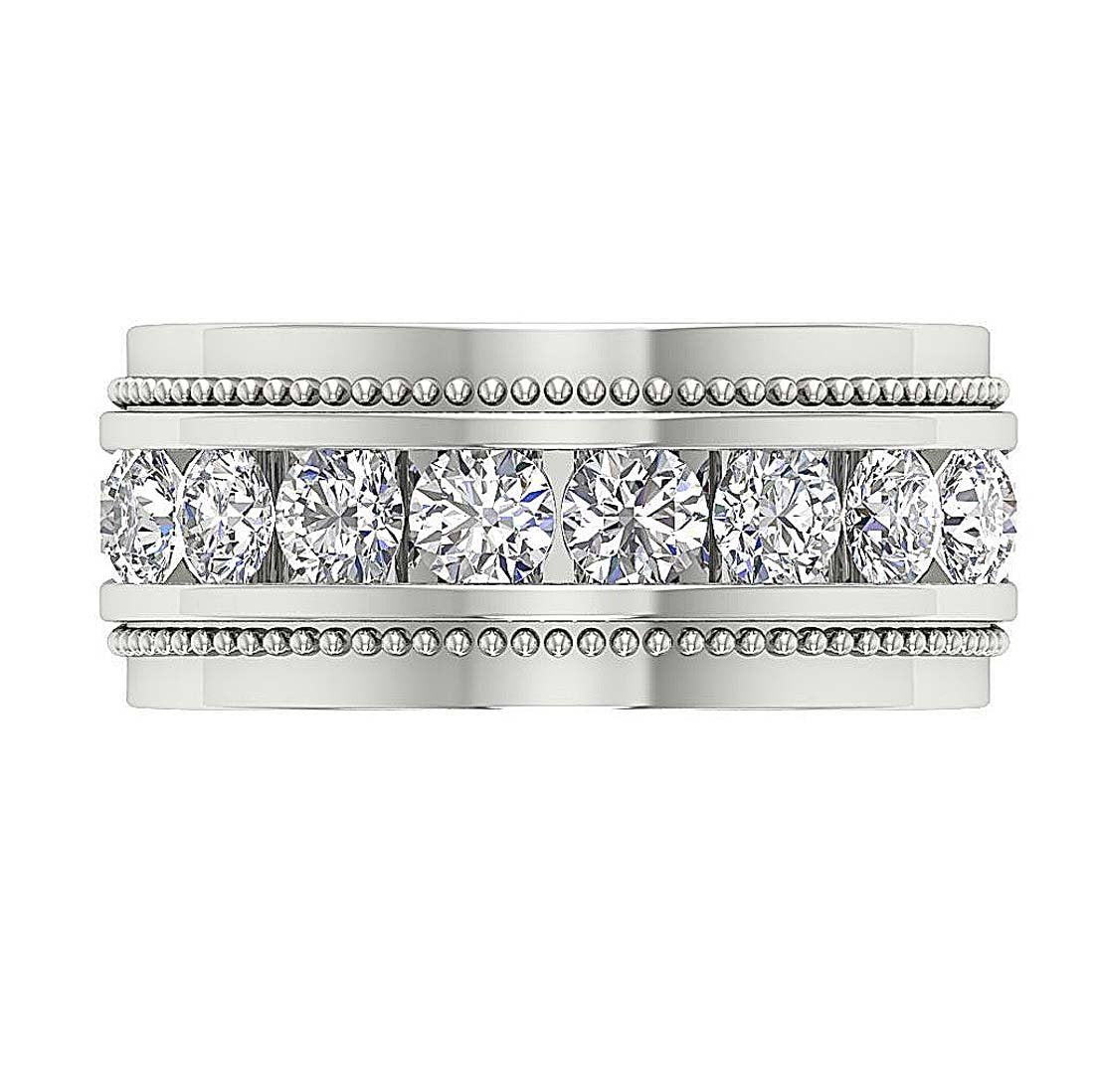 Mens Anniversary Ring SI1/I1 G 2.00Ct Round Diamond 14k Solid Gold Channel Set Width 10.00MM