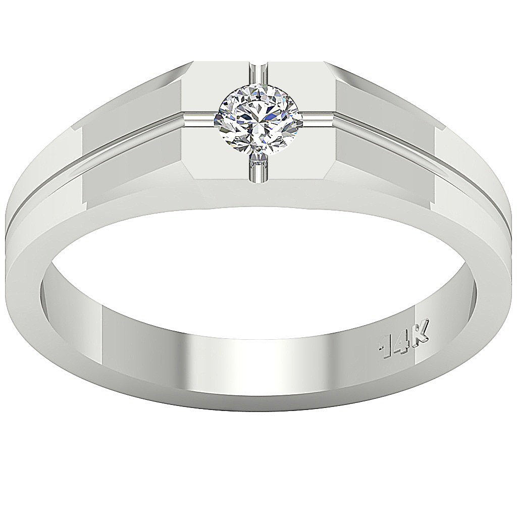 Bezel Set 14k Rose Gold SI1/I1 G 0.25 Ct Men Solitaire Anniversary Ring Round Diamond