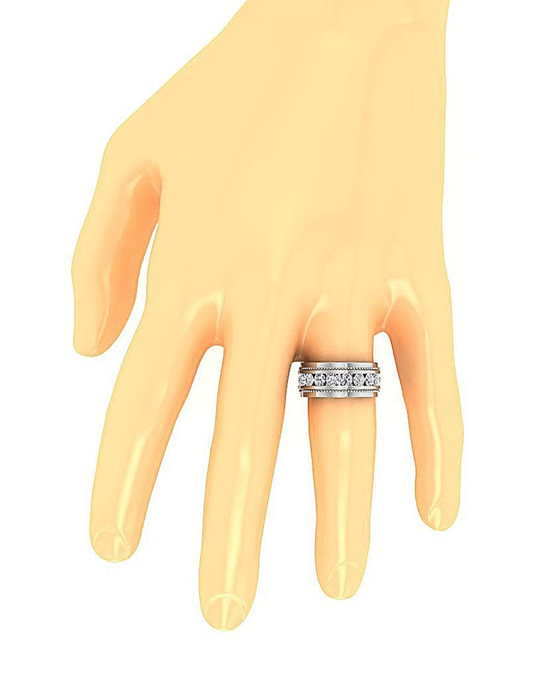 Mens Anniversary Ring SI1/I1 G 2.00Ct Round Diamond 14k Solid Gold Channel Set Width 10.00MM