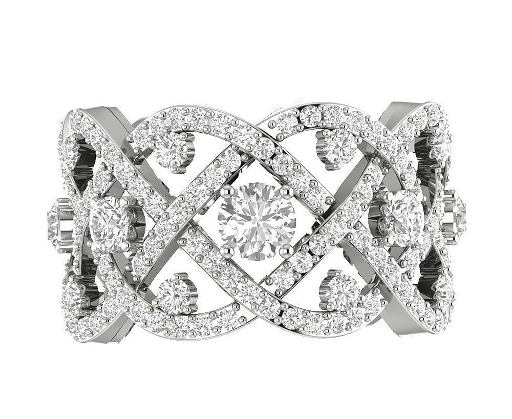 Natural Diamond Eternity Engagement Ring SI1 G 3.85carat 14k White Gold Prong Set 13.00 MM