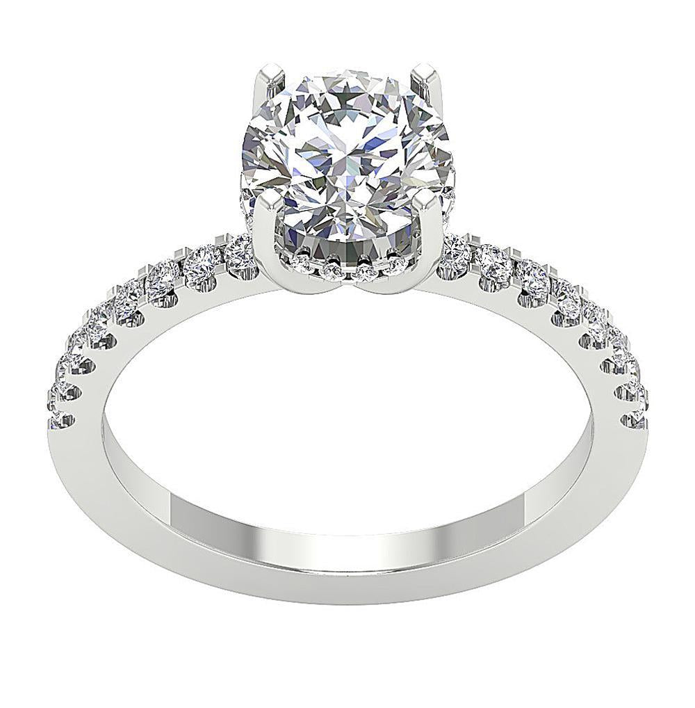 Accent Solitaire Wedding Round Cut Diamond Ring SI1 G 1.40 Ct 14k Solid Gold