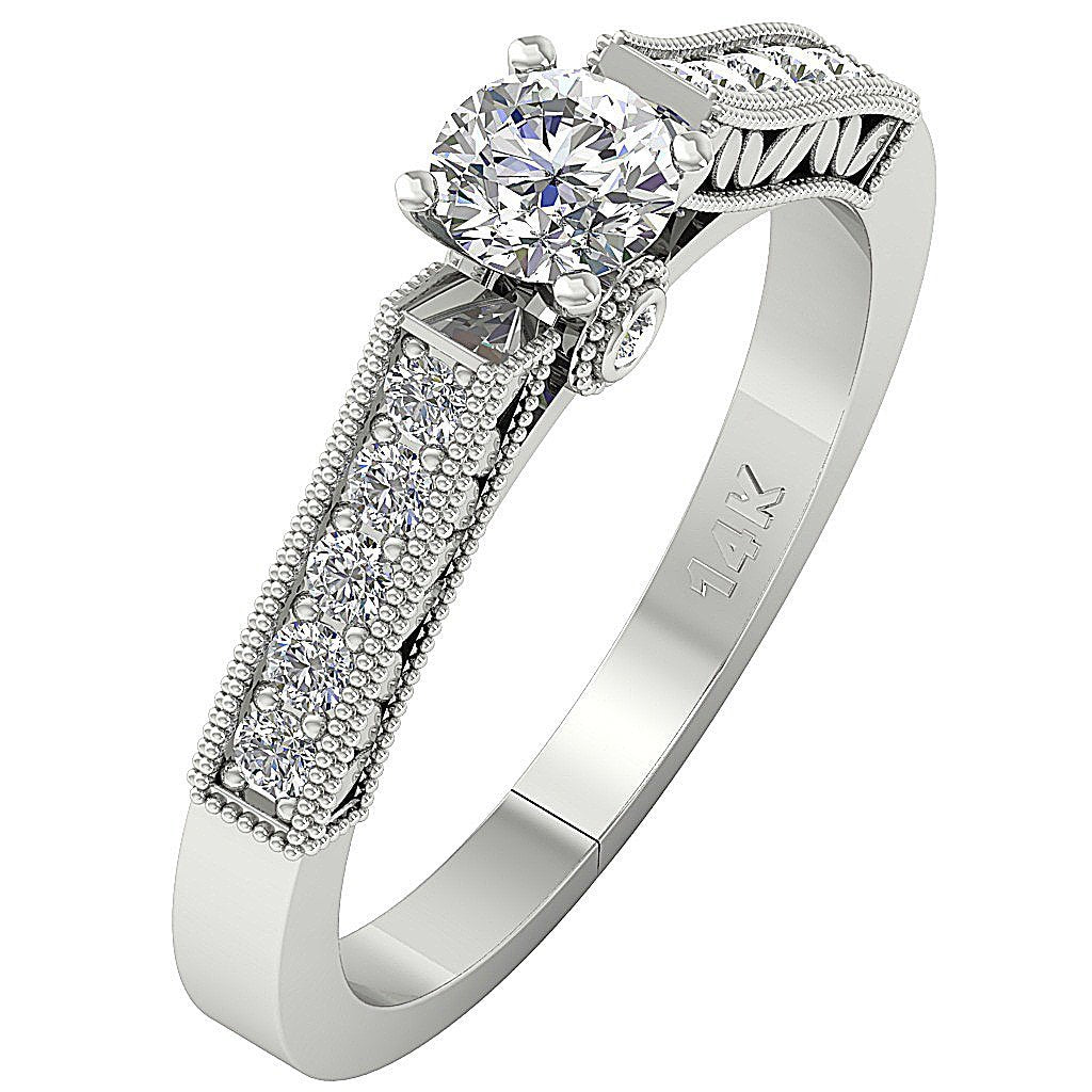 BezelProngSet14kWhiteGoldSideViewGenuineDiamondRing