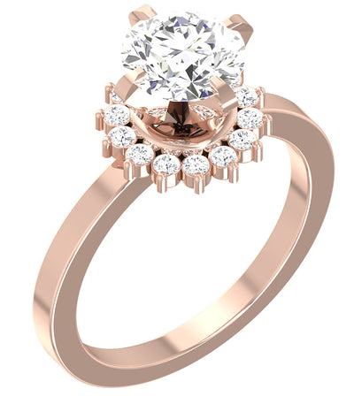 Designer Big Solitaire Engagement Ring I1 G 1.80 Carat Round Cut Diamond 14K Rose Gold