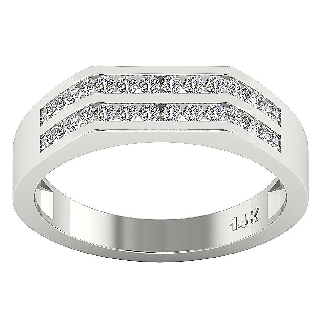 SI1/I1 G 0.60Ct Mens Wedding Ring 14k Solid Gold Natural Diamonds Channel Set Width 5.00MM
