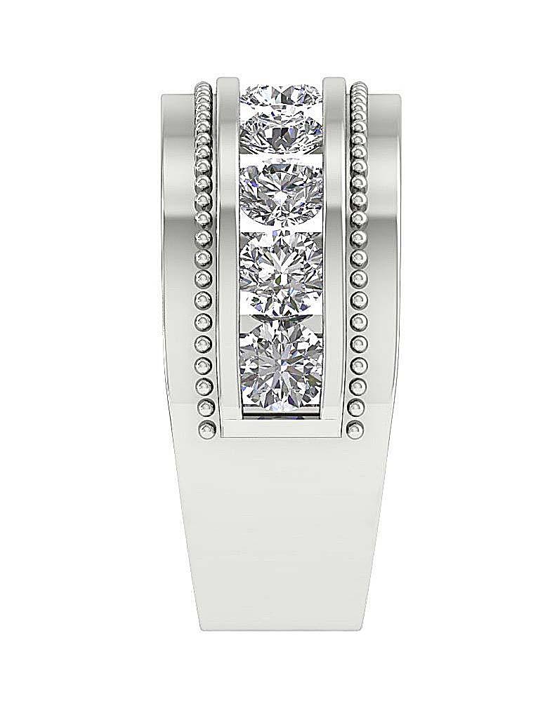 Mens Anniversary Ring SI1/I1 G 2.00Ct Round Diamond 14k Solid Gold Channel Set Width 10.00MM