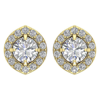 Designer Halo Solitaire Studs Earrings I1 G 1.40 Ct 14k/18k Solid Gold Round Cut Diamonds Prong Set