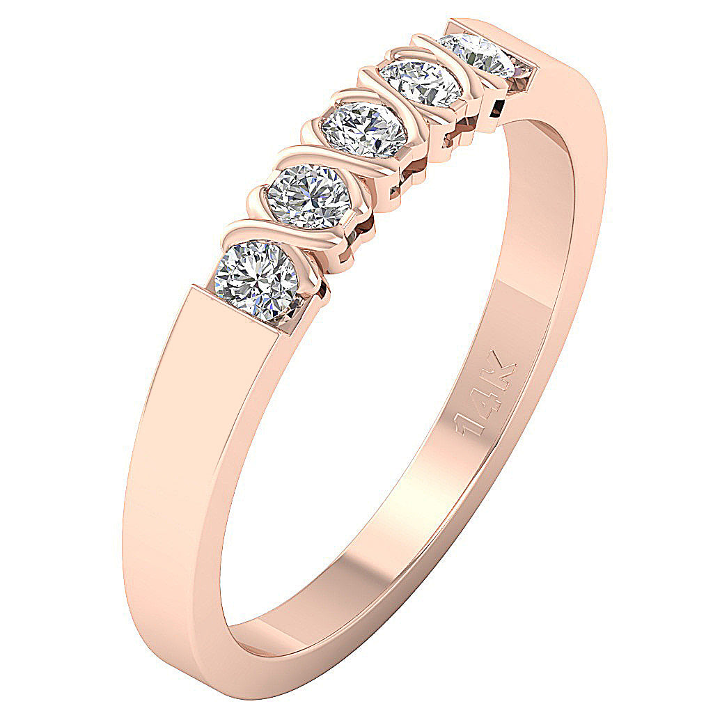 The Dominick Round Cut Diamond Five Stone Engagement Ring For Her 14K