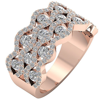 Prong Set Designer Anniversary Ring Round Diamond 14K White Yellow Rose Gold I1 G 2.50 Ct