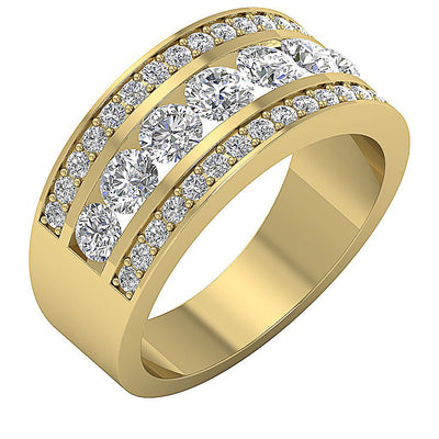Genuine Diamond Cut Wedding Ring Channel Set SI1 G 2.25 Ct 14K Rose Gold 9.90 MM